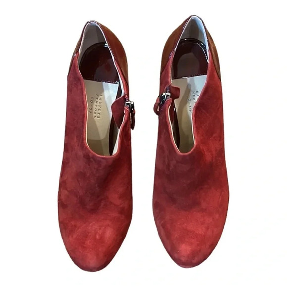 Barneys New York Co-Op Burgundy Suede Platform Ankle Booties Size 9 - Picture 9 of 12